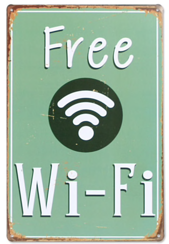 Metal Bar Sign Free Wi-Fi Green