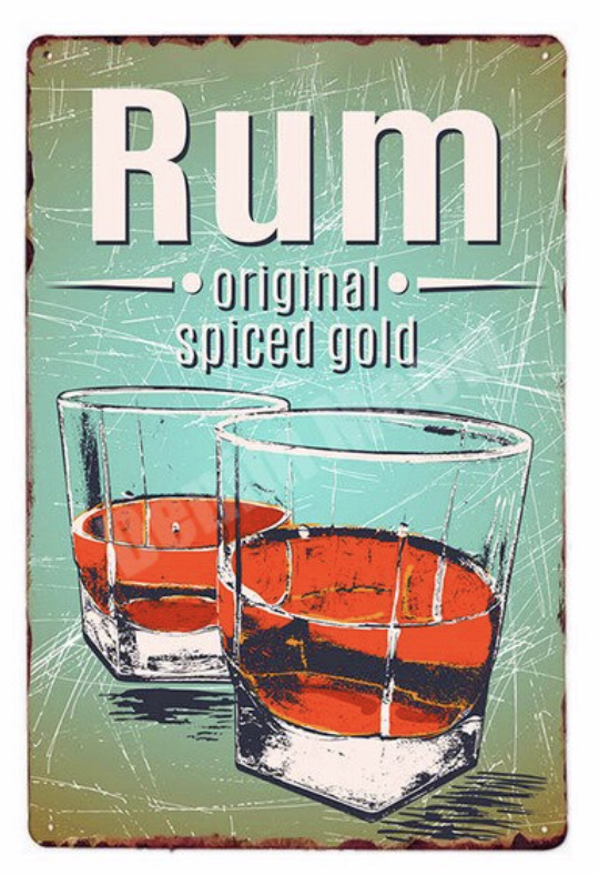 Metal Bar Sign Rum Spiced Gold