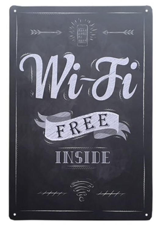 Metal Bar Sign Wi Fi Free Inside