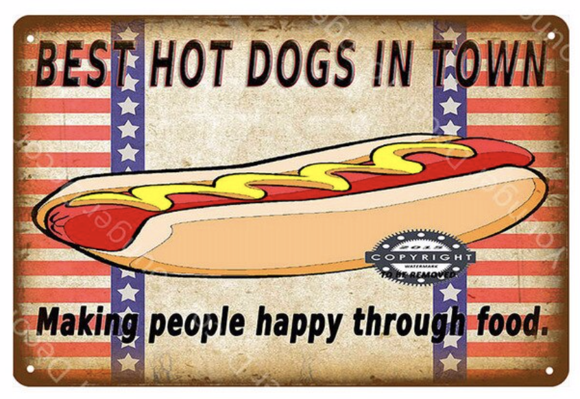 Metal Bar Sign Best Hot Dogs