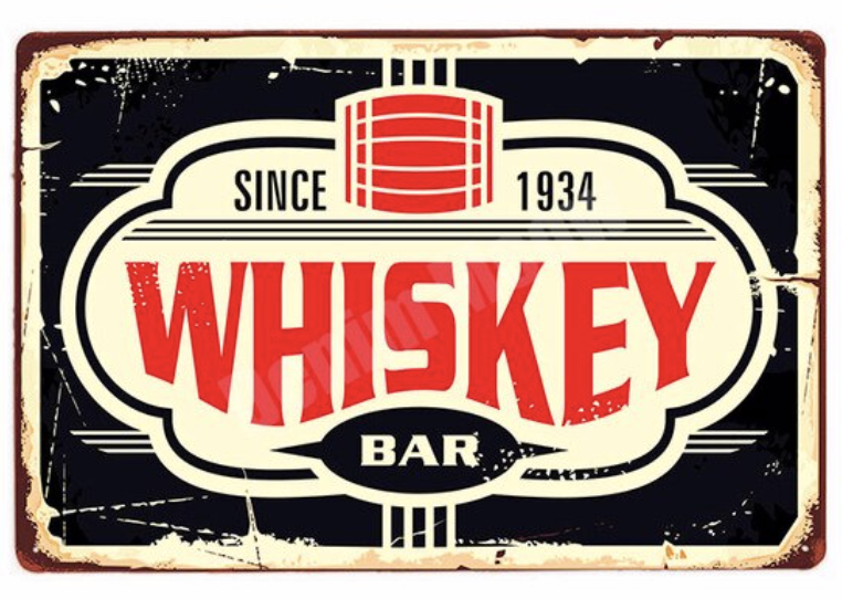 Metal Bar Sign Whiskey Bar